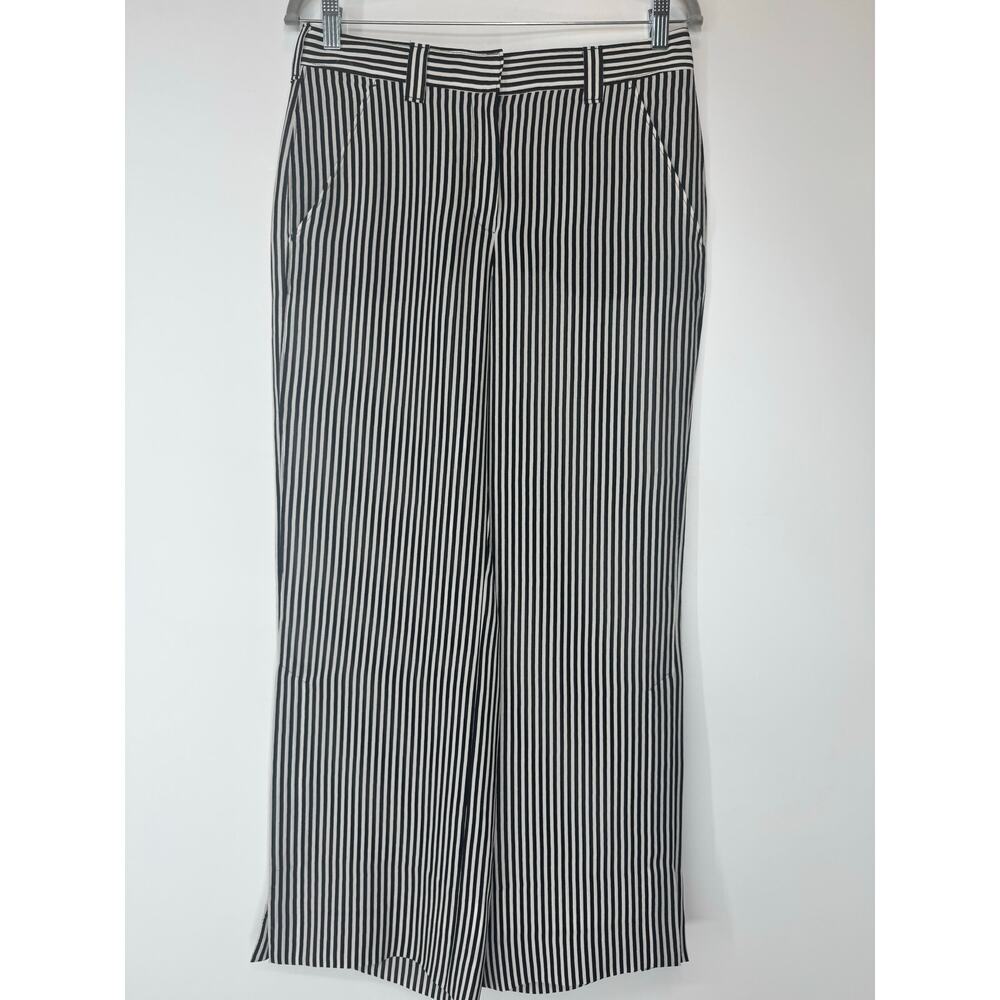 ALC A.L.C black and white silk striped trousers pants 6